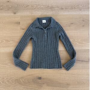 KHAITE Cashmere Sweater Ribbed Hans Size S Gray